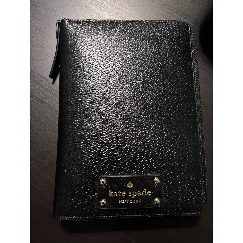 RARE EUC kate spade black Wellesley zip around personal organizer planner